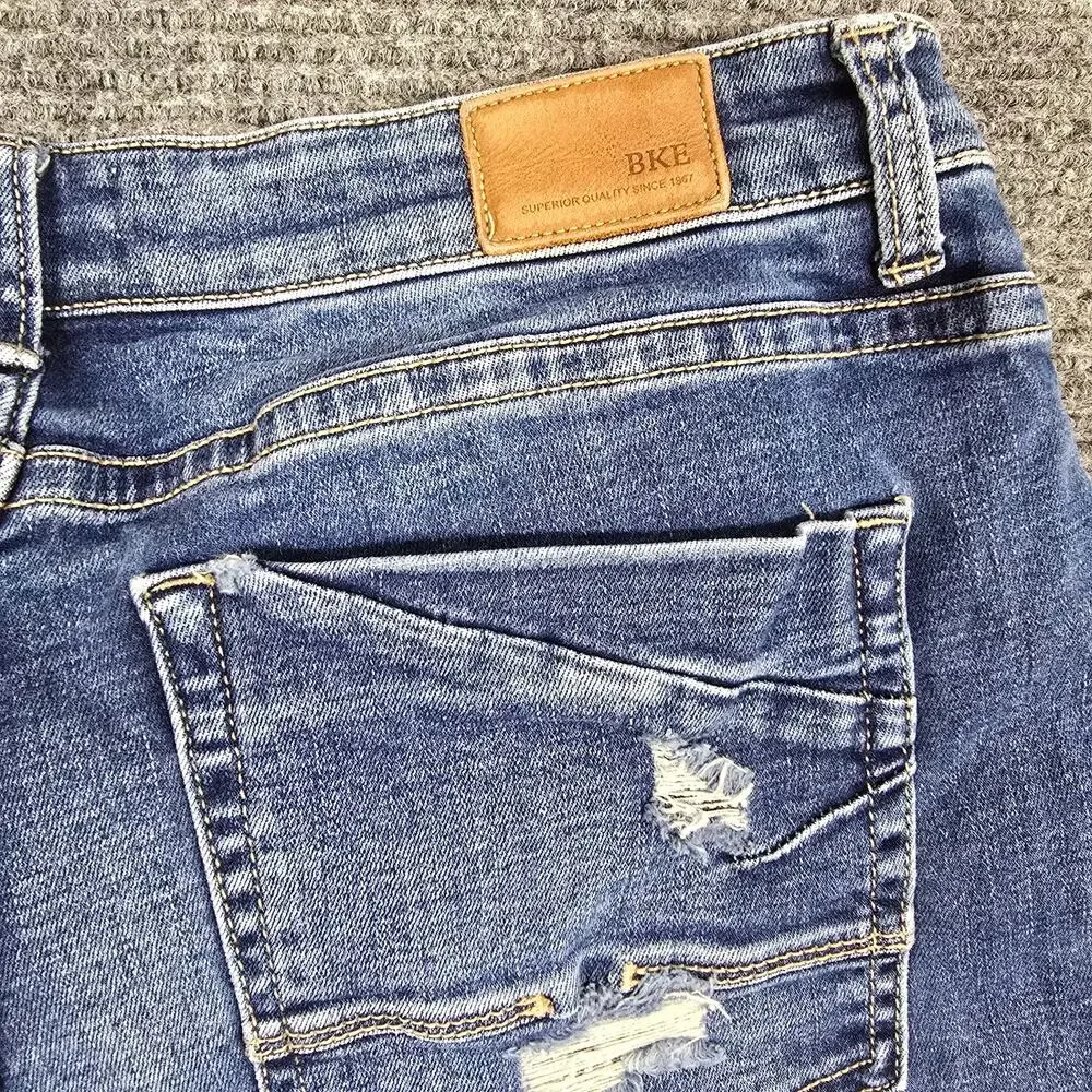 BKE Gabby Jeans Womens 31x34 Curvy Fit High Rise Straight Distressed Blue